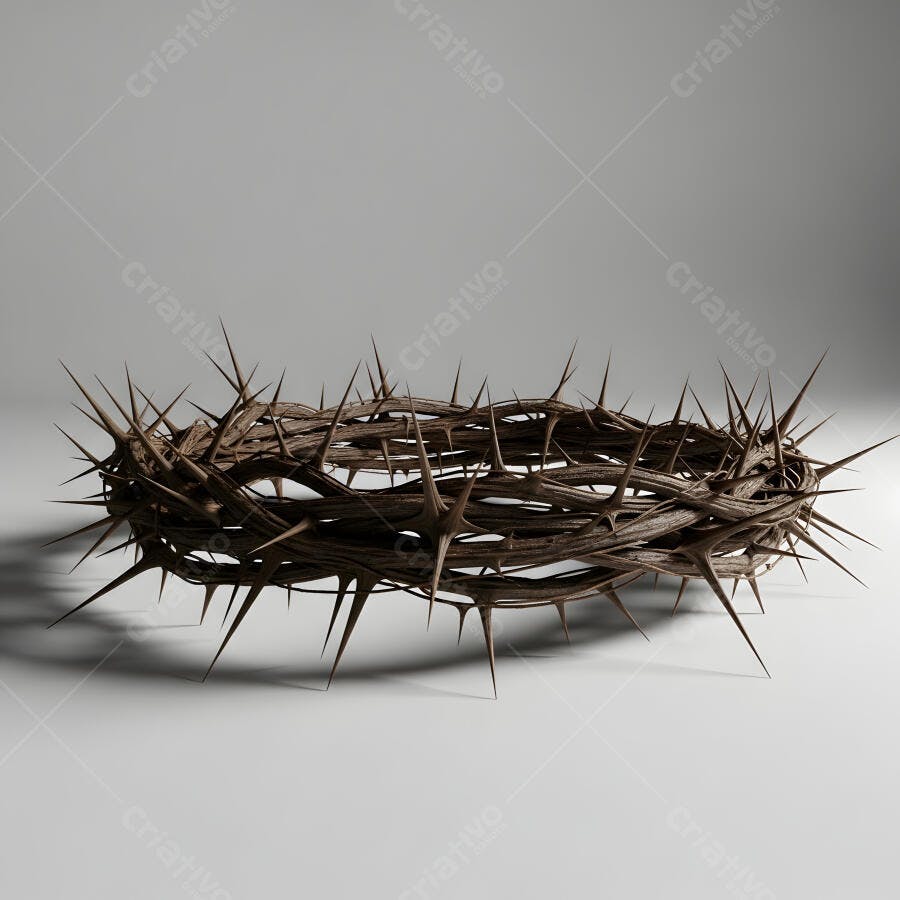 Foto Coroa de Espinhos Símbolo Religioso Páscoa Fundo Cinza