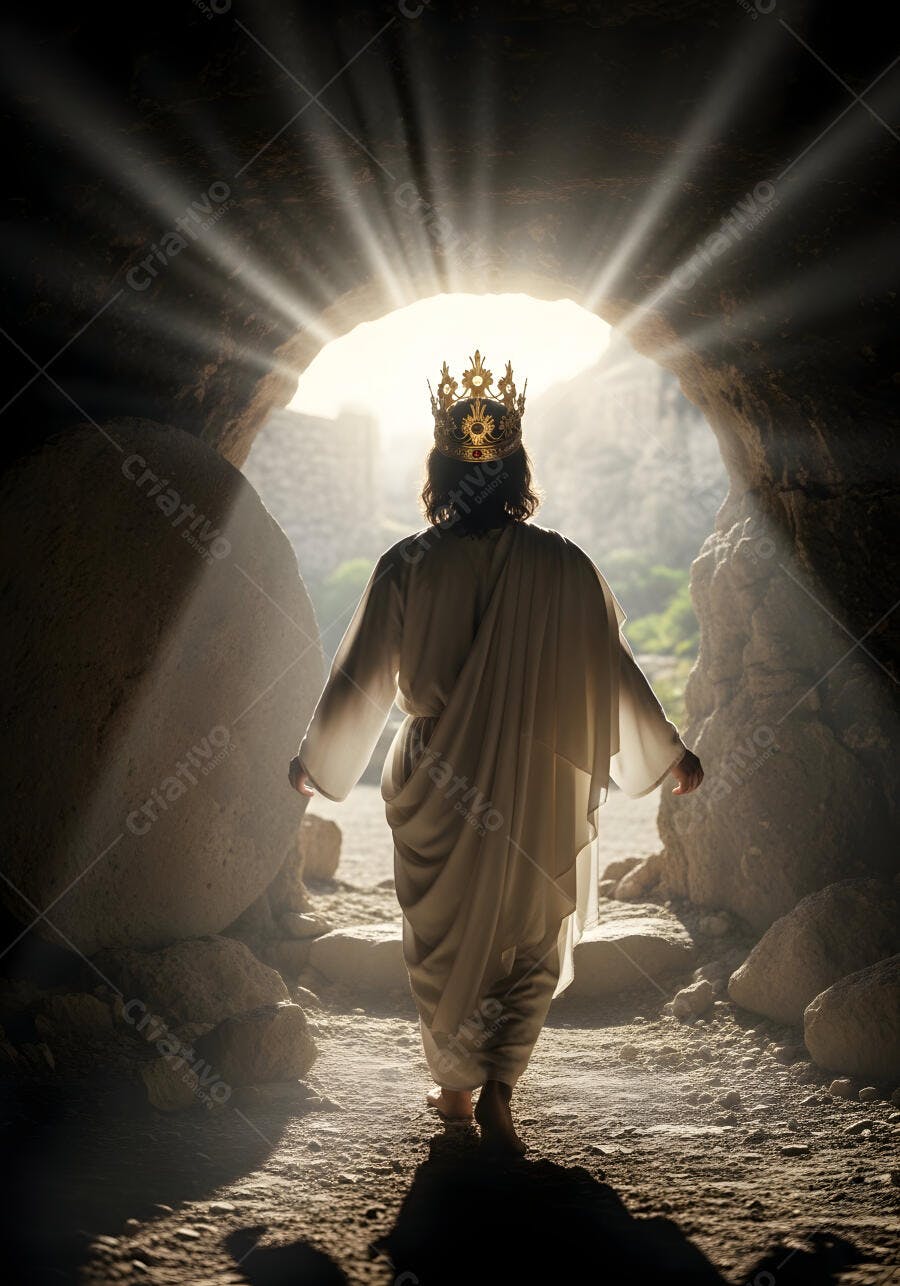 Foto Jesus Cristo Ressuscitado saindo do Túmulo Luz Divina