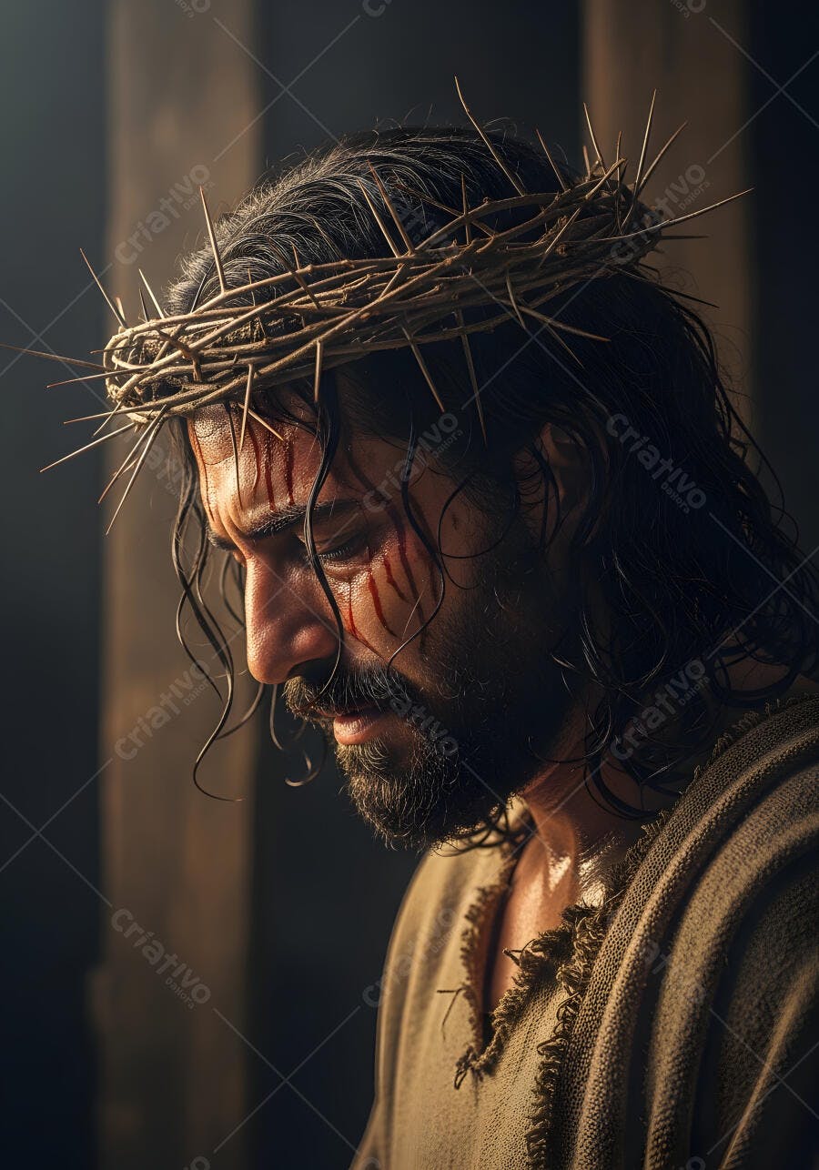 Foto Jesus Cristo Coroa de Espinhos Sofrimento Paixão