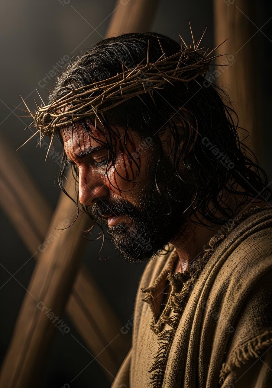 Foto Jesus Cristo Coroa de Espinhos Sofrimento Paixão