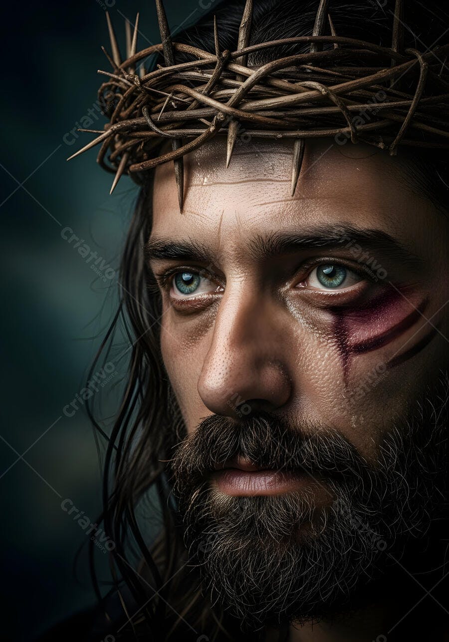 Foto Jesus Cristo com Coroa de Espinhos Close-up