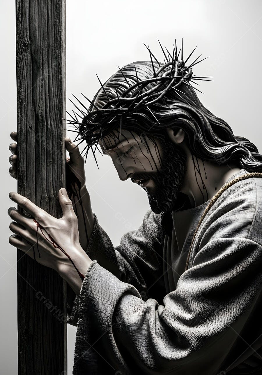 Foto Jesus Cristo Coroa de Espinhos Cruz Sofrimento