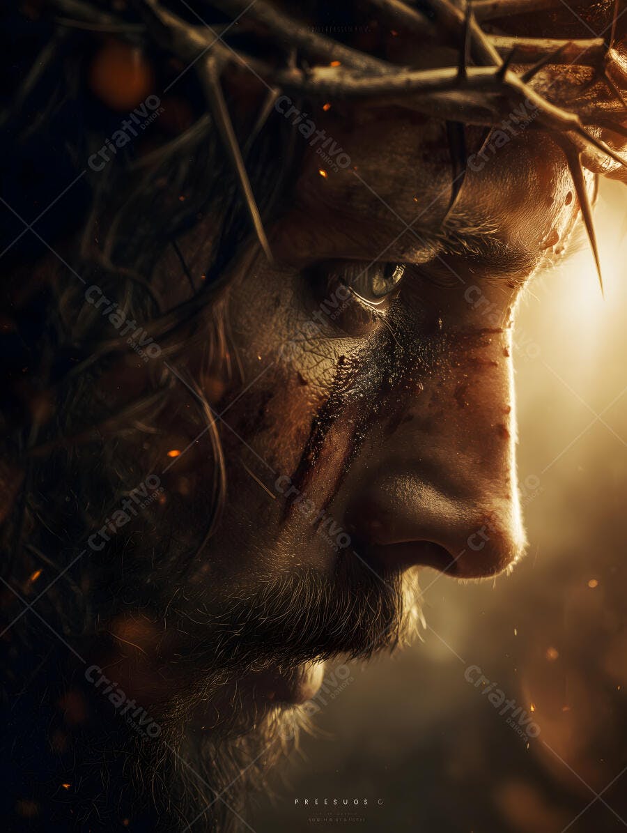Foto Jesus Cristo Coroa de Espinhos Sofrimento Religioso