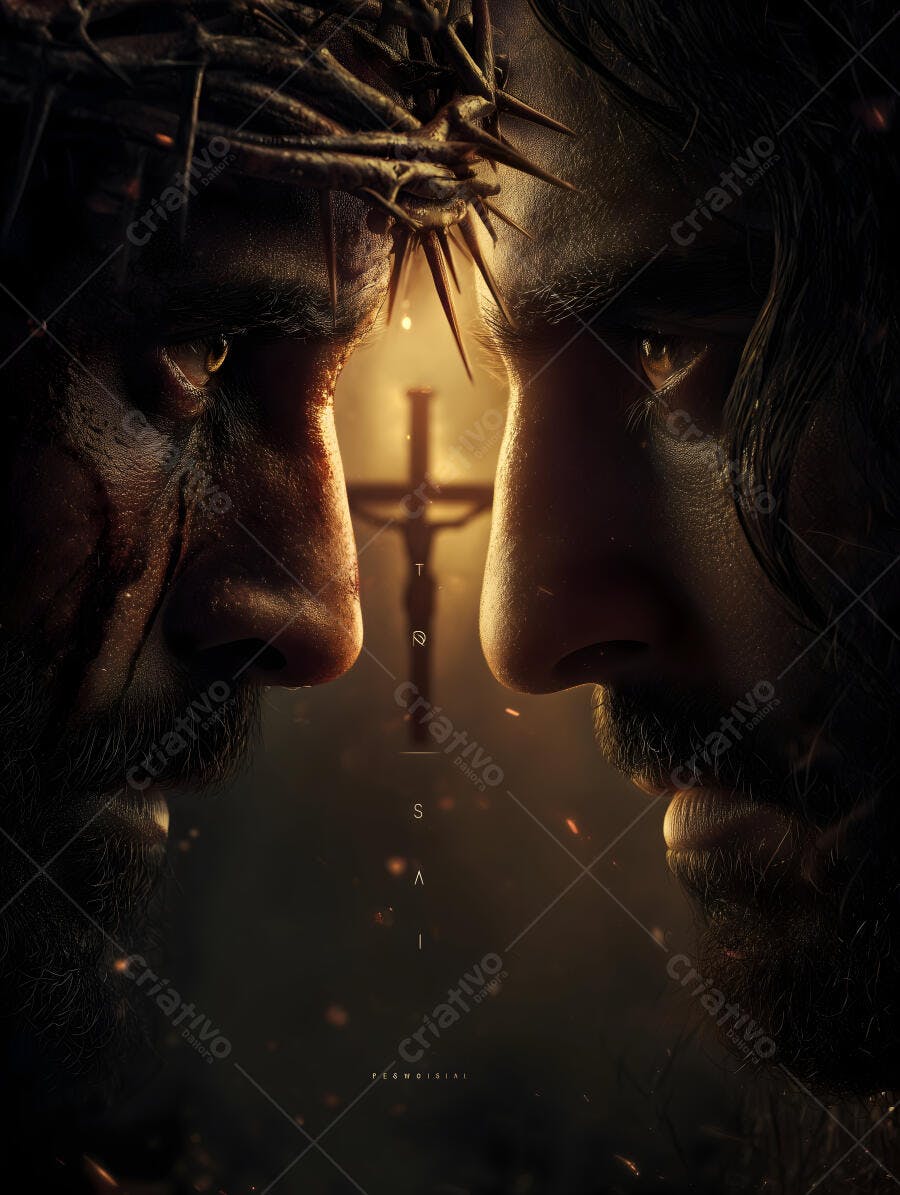 Foto Jesus Cristo Coroa de Espinhos Cruz Fundo Escuro