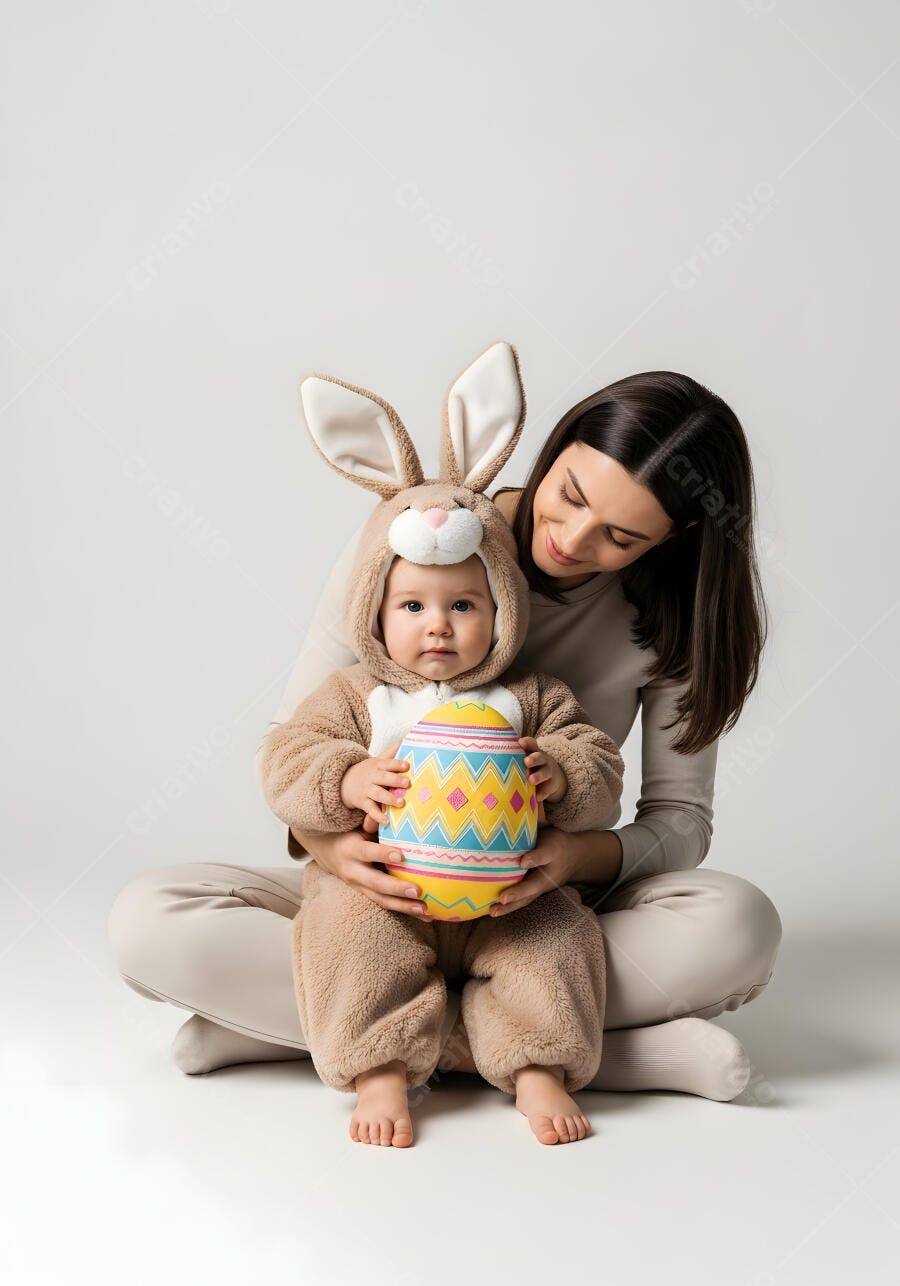 Foto Mãe e Bebê Fantasia de Coelhinho Páscoa