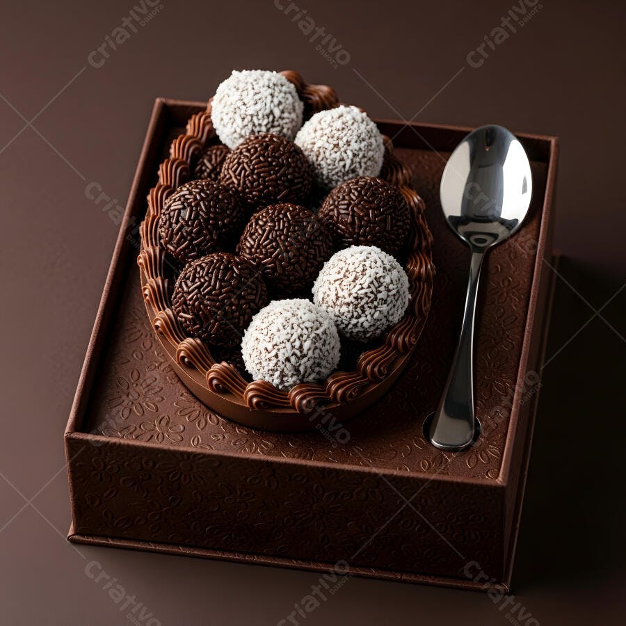 Foto Ovo de Páscoa Colher Brigadeiros Brancos e Pretos