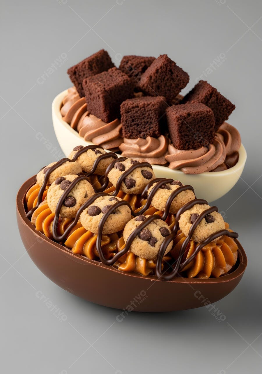 Foto Ovo de Páscoa de Colher Brownie e Cookies