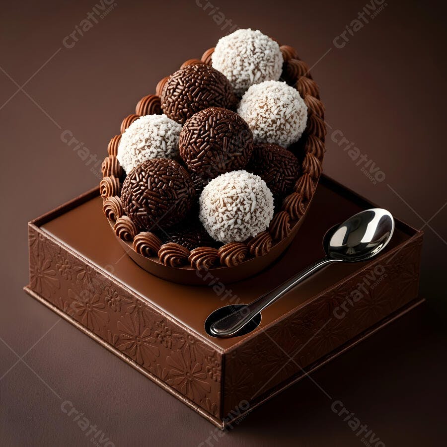 Foto Ovo de Páscoa de Colher Brigadeiro Gourmet Fundo Marrom