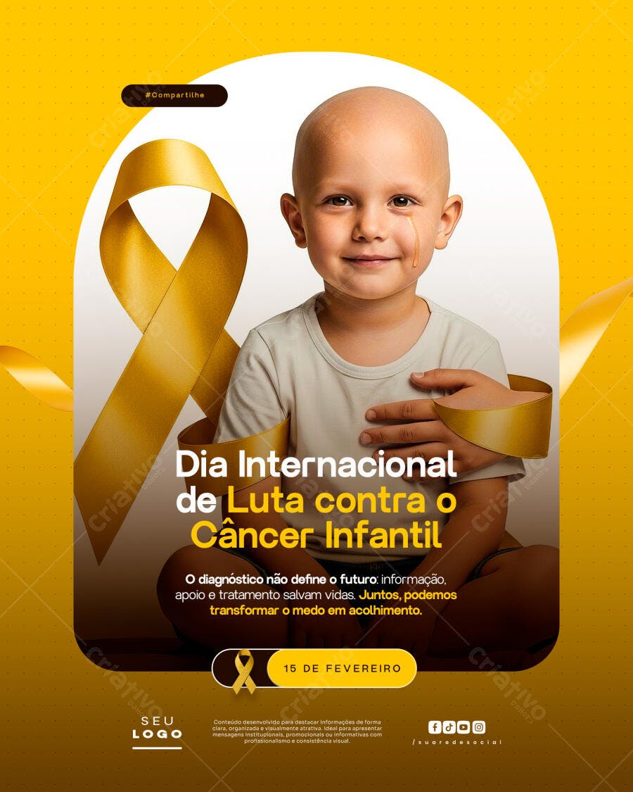 Post Instagram Dia Internacional Luta Câncer Infantil PSD Editável