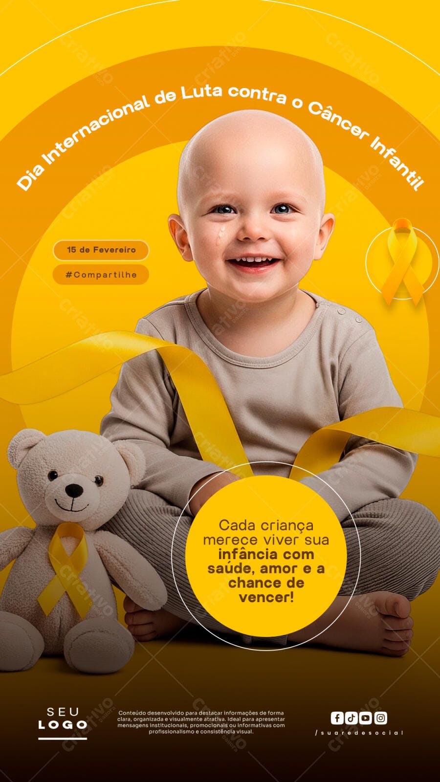Story Dia Internacional Câncer Infantil Fevereiro PSD Editável