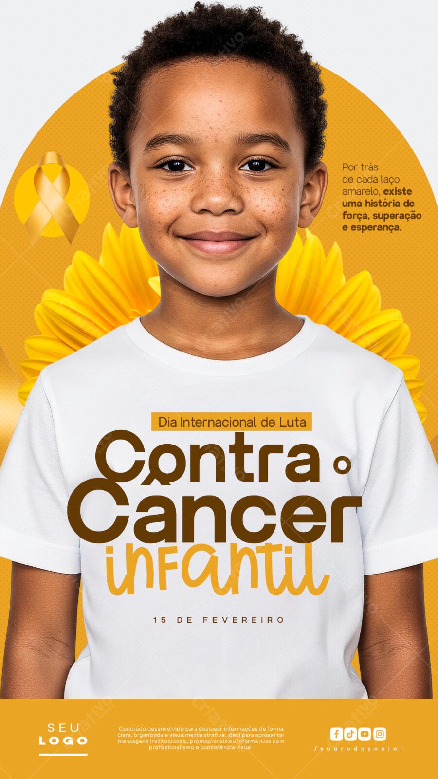 Post Instagram Dia Internacional Luta Contra Câncer Infantil PSD Editável