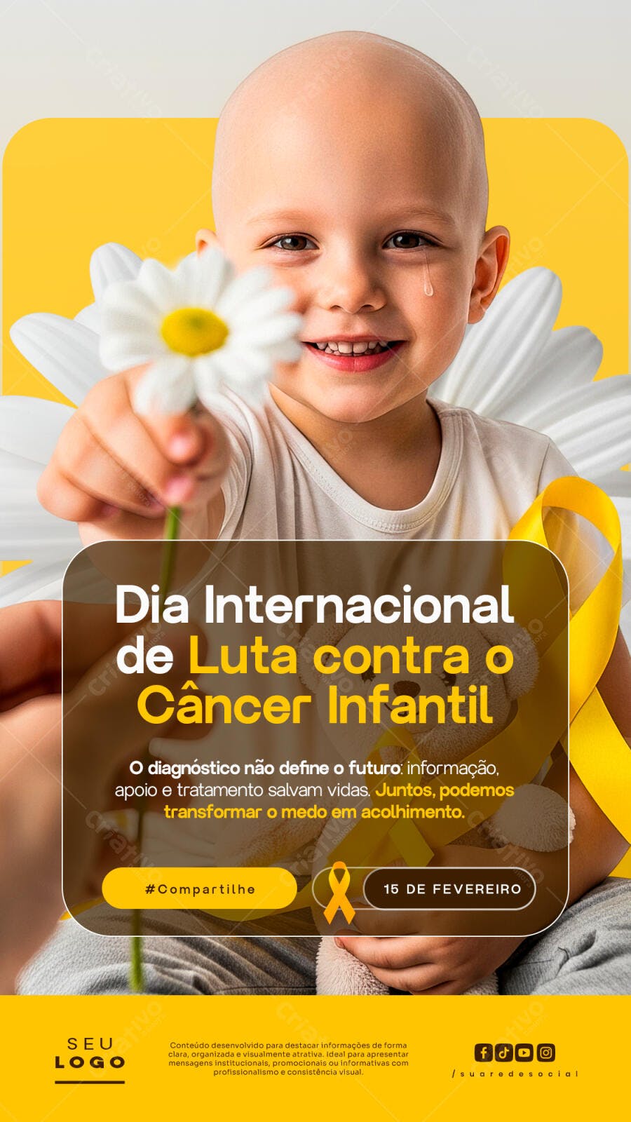 Post Instagram Dia Internacional Luta Câncer Infantil PSD Editável