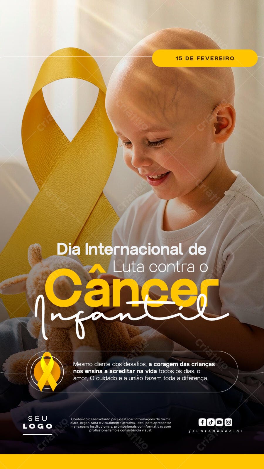 Story Dia Internacional Câncer Infantil PSD Editável