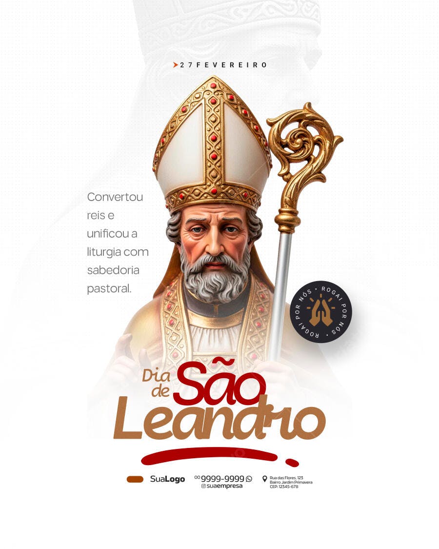 Post Dia de São Leandro 27 de Fevereiro PSD Editável