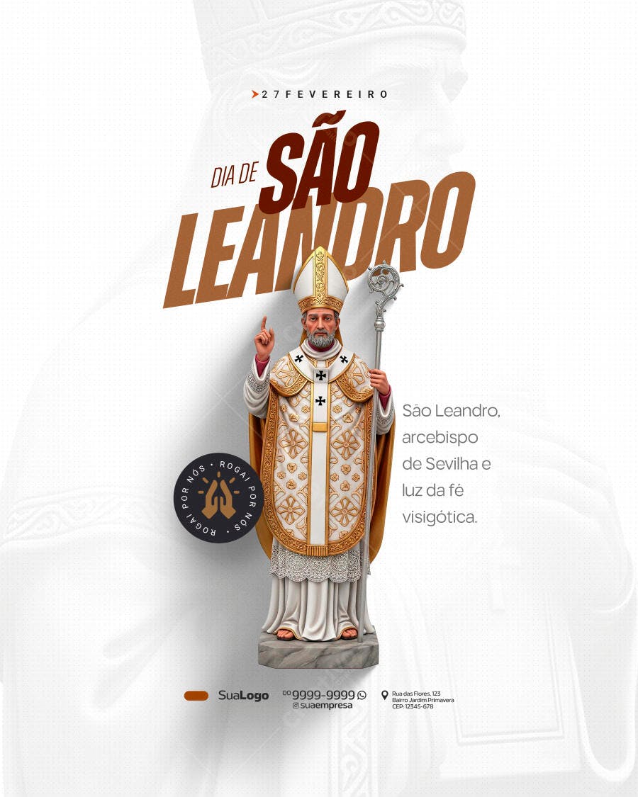 Post Dia de São Leandro 27 de Fevereiro PSD Editável