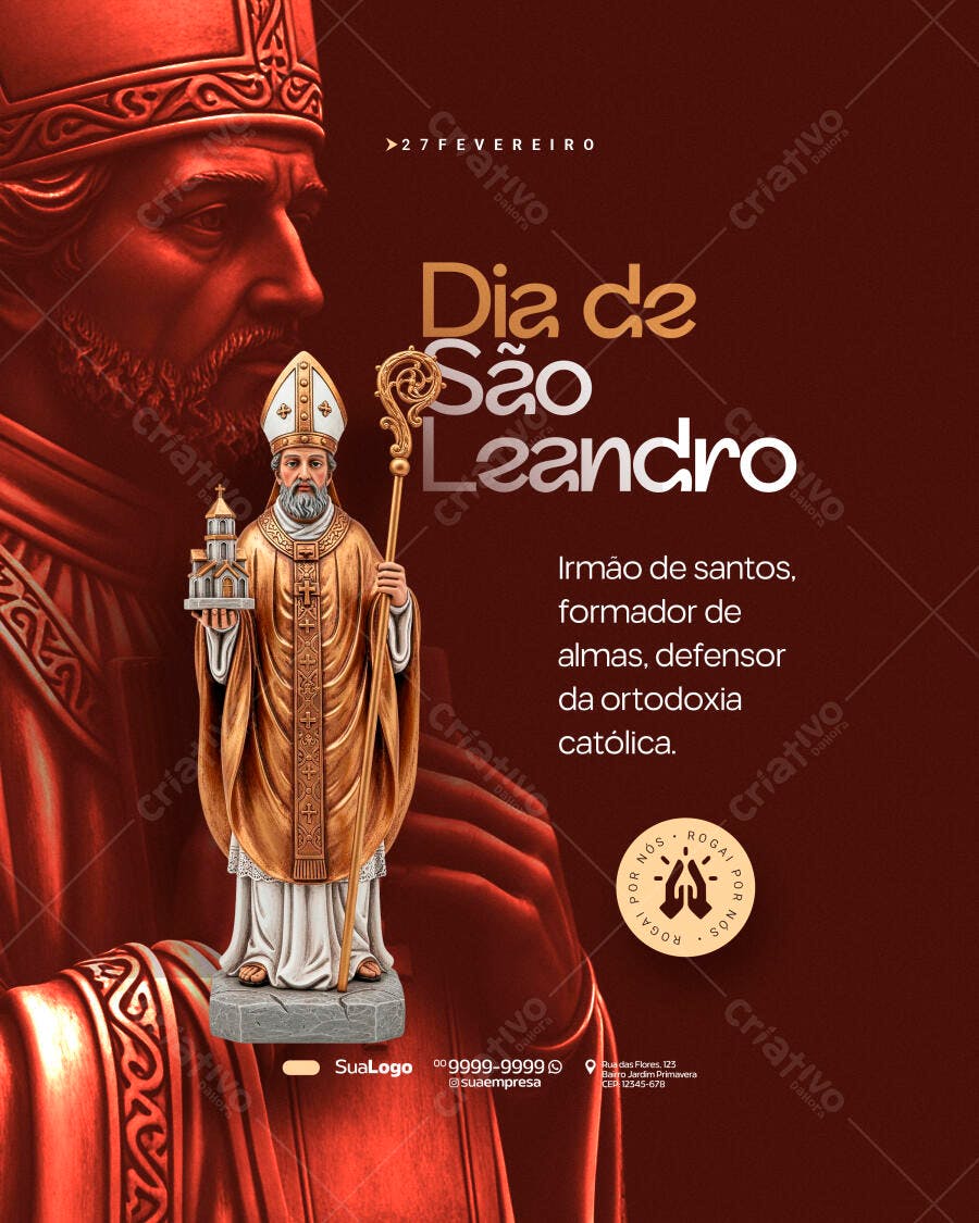 Post Dia de São Leandro 27 de Fevereiro PSD Editável