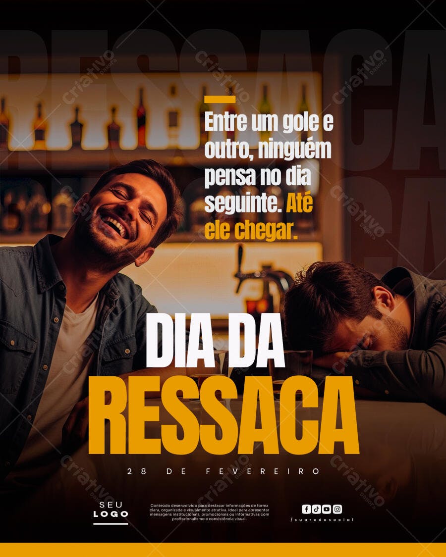 Post Dia da Ressaca Bar Balada 28 de Fevereiro PSD Editável