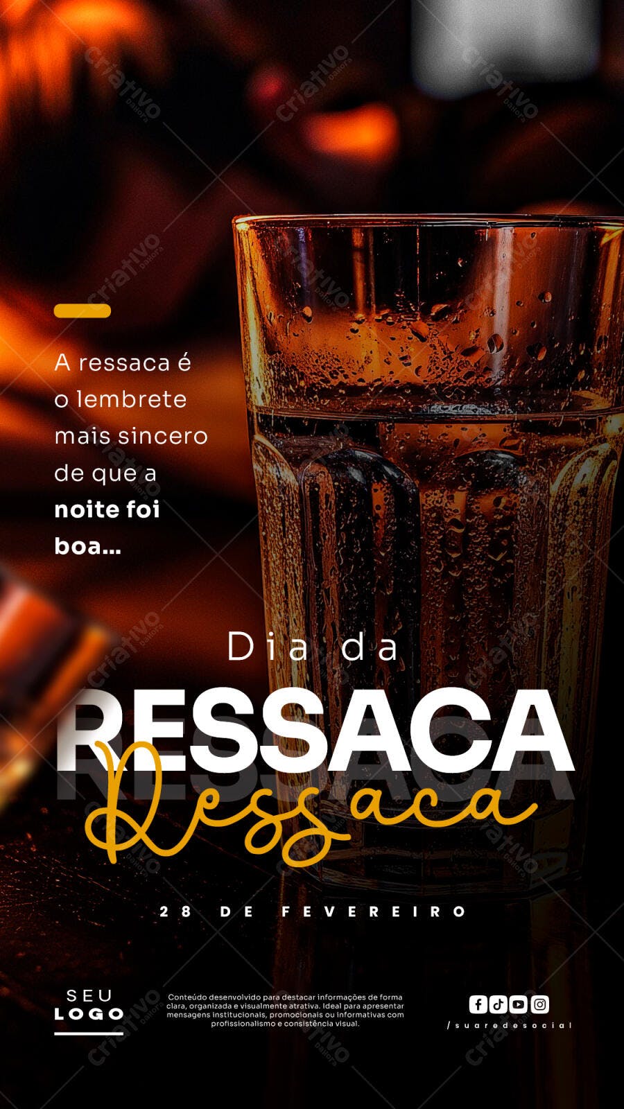 Story Instagram Dia da Ressaca 28 de Fevereiro PSD Editável
