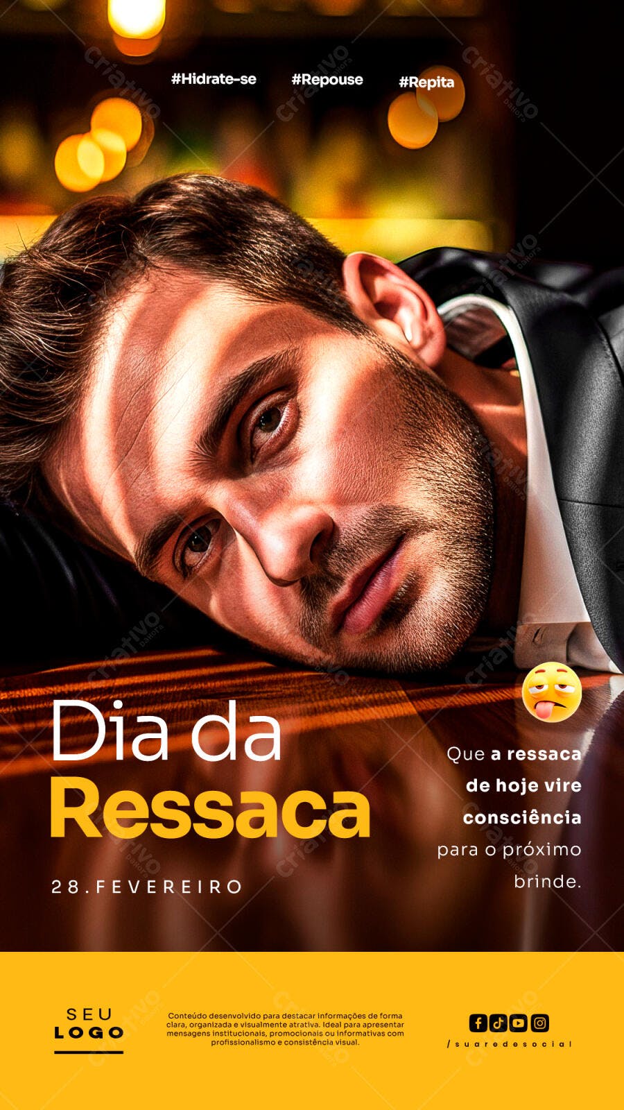 Post Instagram Dia da Ressaca 28 de Fevereiro PSD Editável