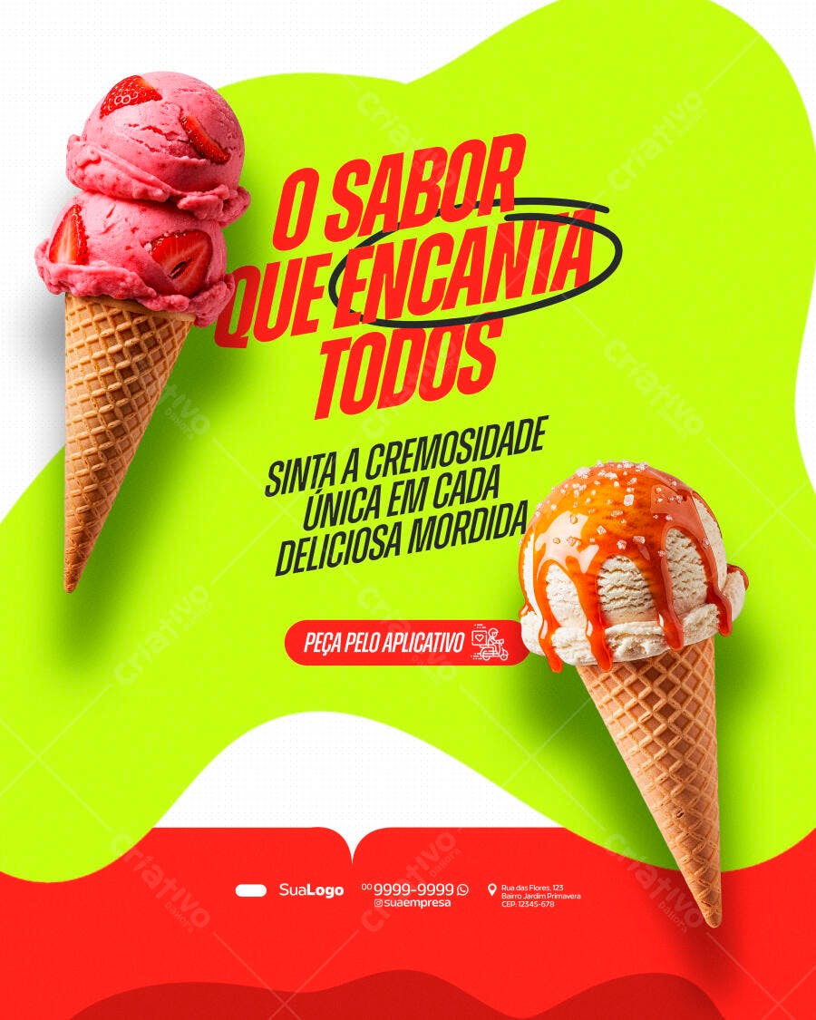 Flyer Sorveteria Promoção Sorvete PSD Editável