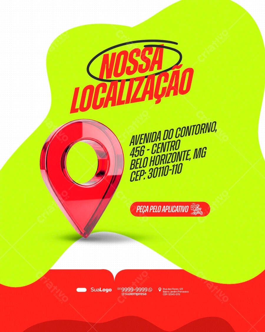 Post Instagram Localização Delivery Restaurante PSD Editável