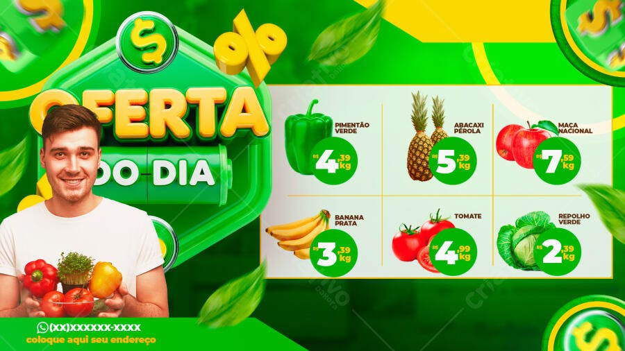 Oferta do Dia Hortifruti Supermercado PSD Editável