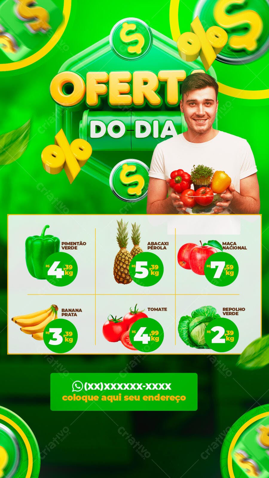 Post Instagram Oferta do Dia Hortifruti PSD Editável