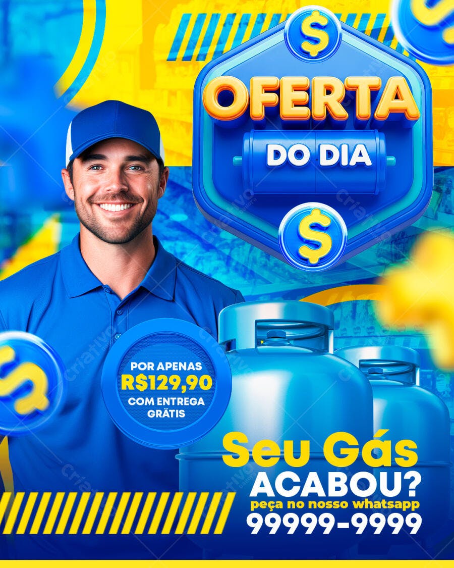Flyer Oferta Gás de Cozinha Delivery PSD Editável