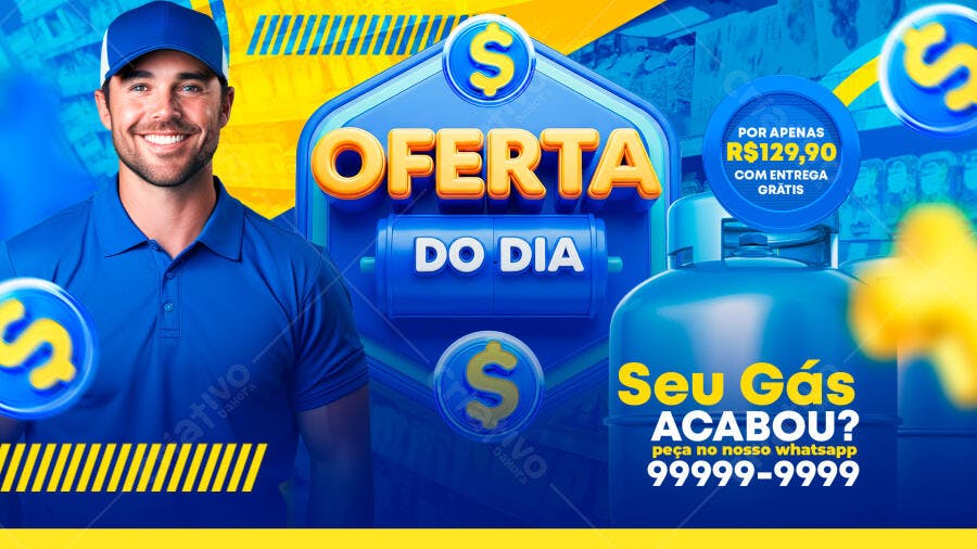 Banner Oferta do Dia Gás Delivery PSD Editável