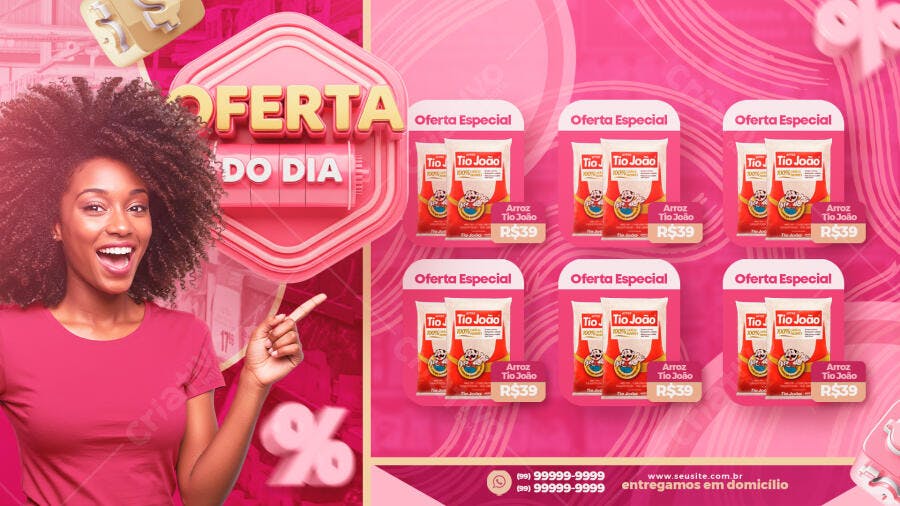 Post Instagram Oferta do Dia Supermercado PSD Editável