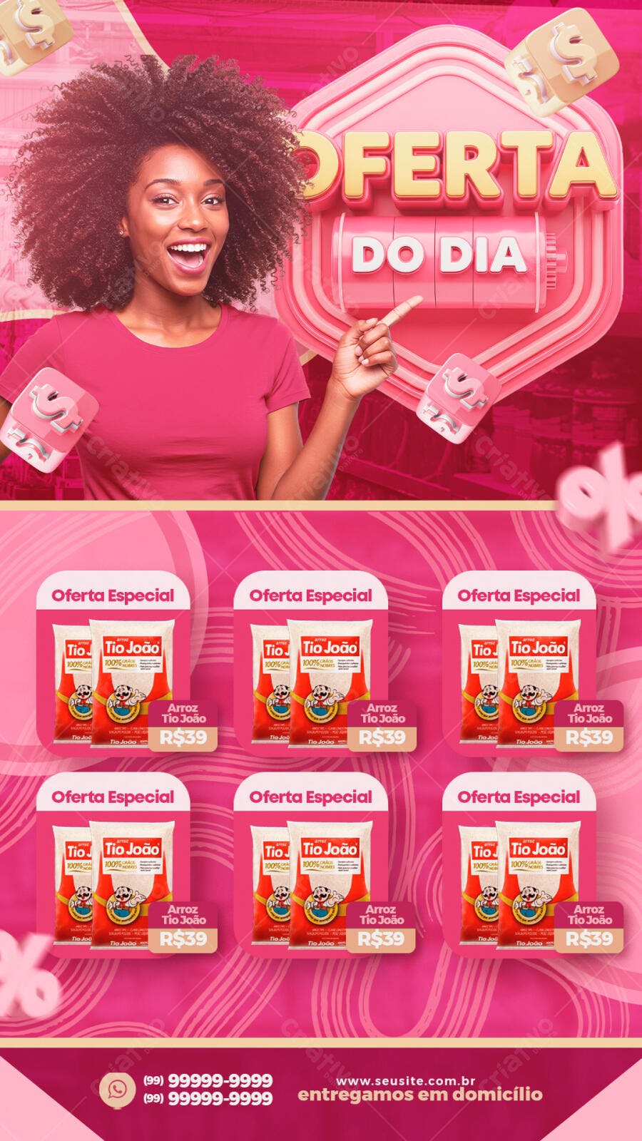 Post Instagram Oferta do Dia Supermercado PSD Editável