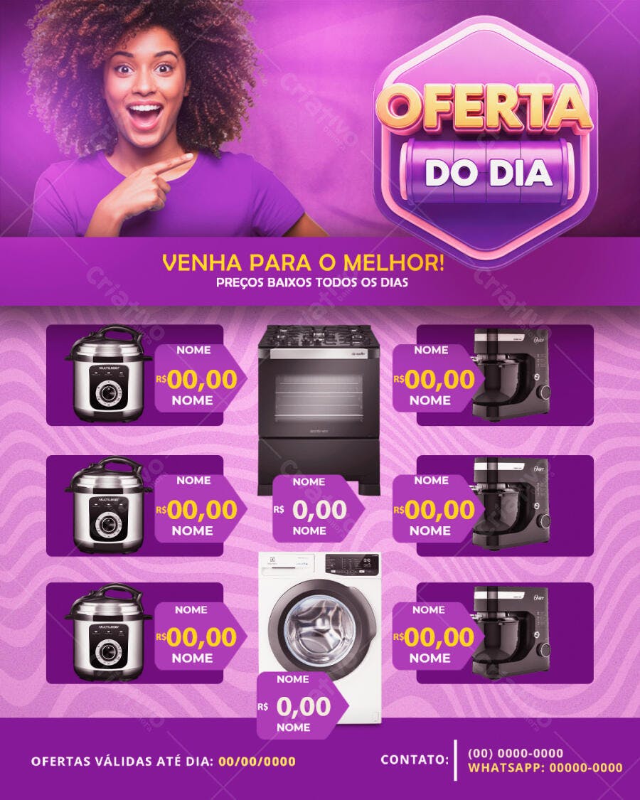 Post Instagram Oferta do Dia Loja de Eletrodomésticos PSD Editável