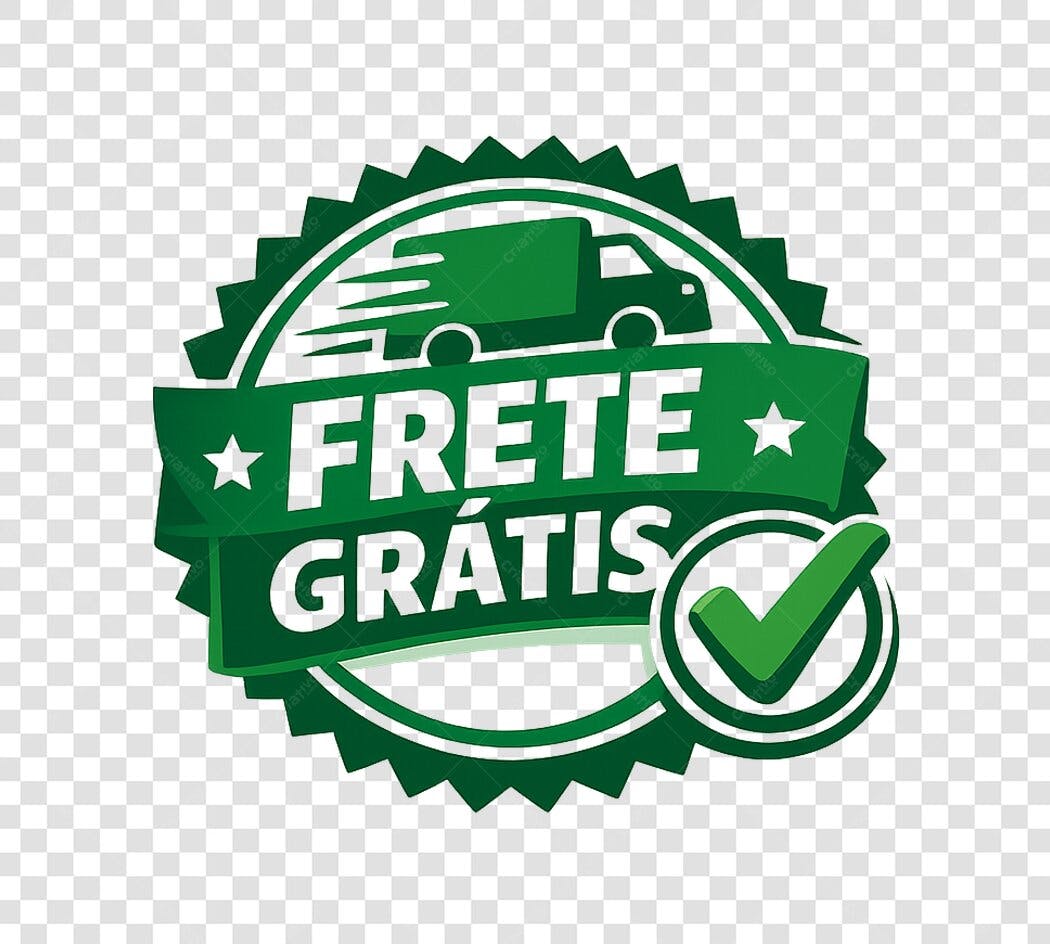 Ícone Selo Frete Grátis Caminhão Verde PNG Fundo Transparente