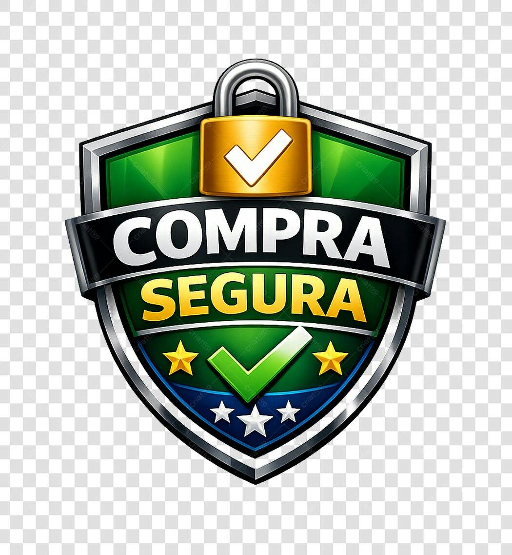 Ícone Selo Compra Segura Cadeado Dourado PNG Fundo Transparente