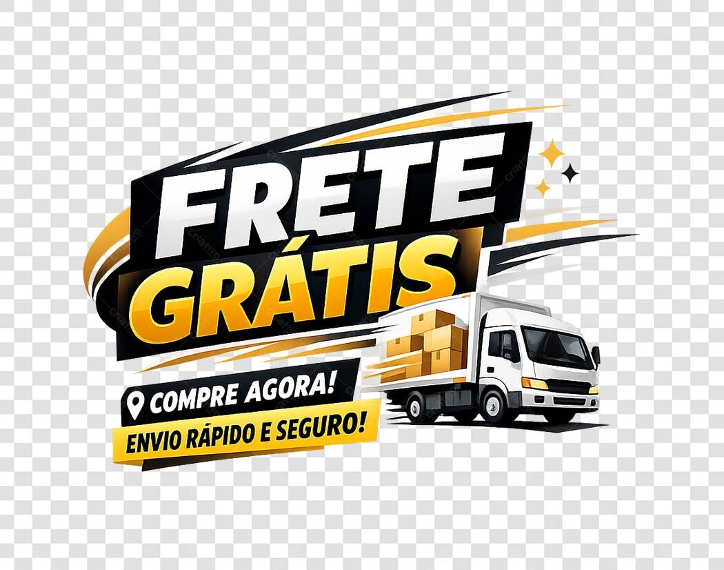 Ilustração Frete Grátis Caminhão Entrega PNG Fundo Transparente