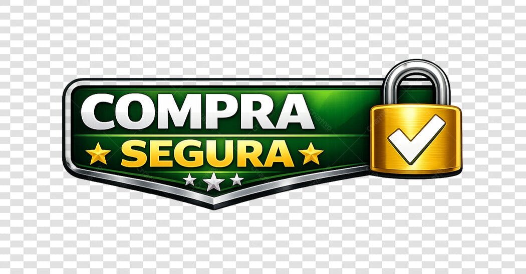 Elemento 3D Compra Segura Cadeado Dourado PNG Fundo Transparente