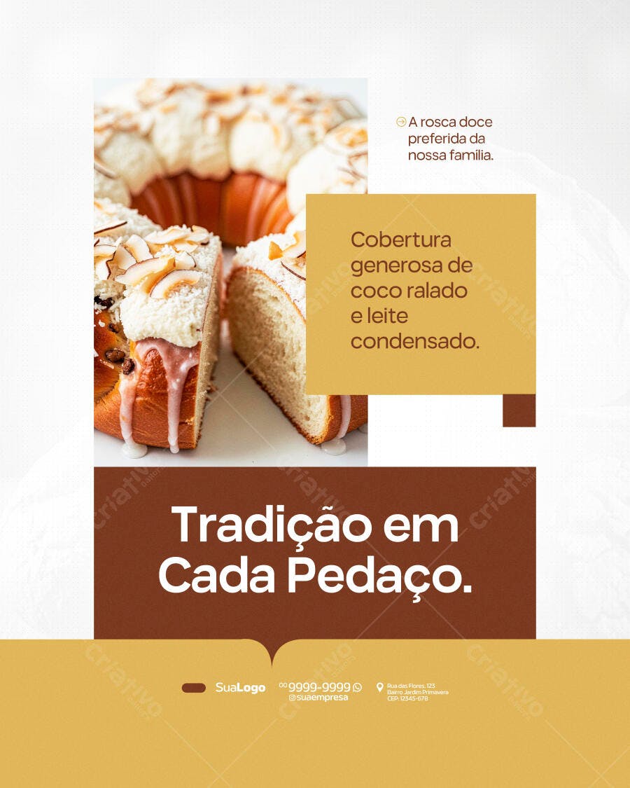 Post Instagram Rosca Doce Padaria Confeitaria PSD Editável