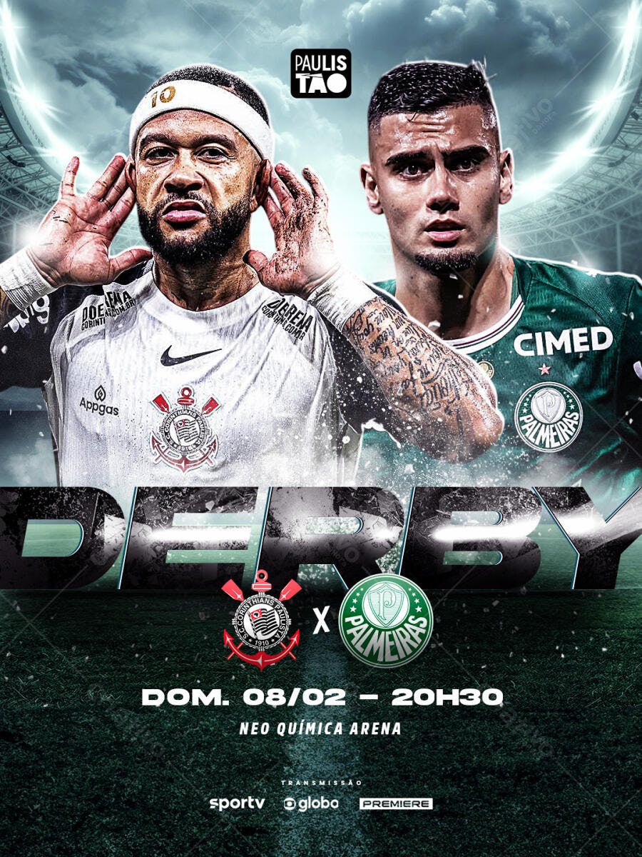 Post Paulistão Derby Corinthians Palmeiras PSD Editável