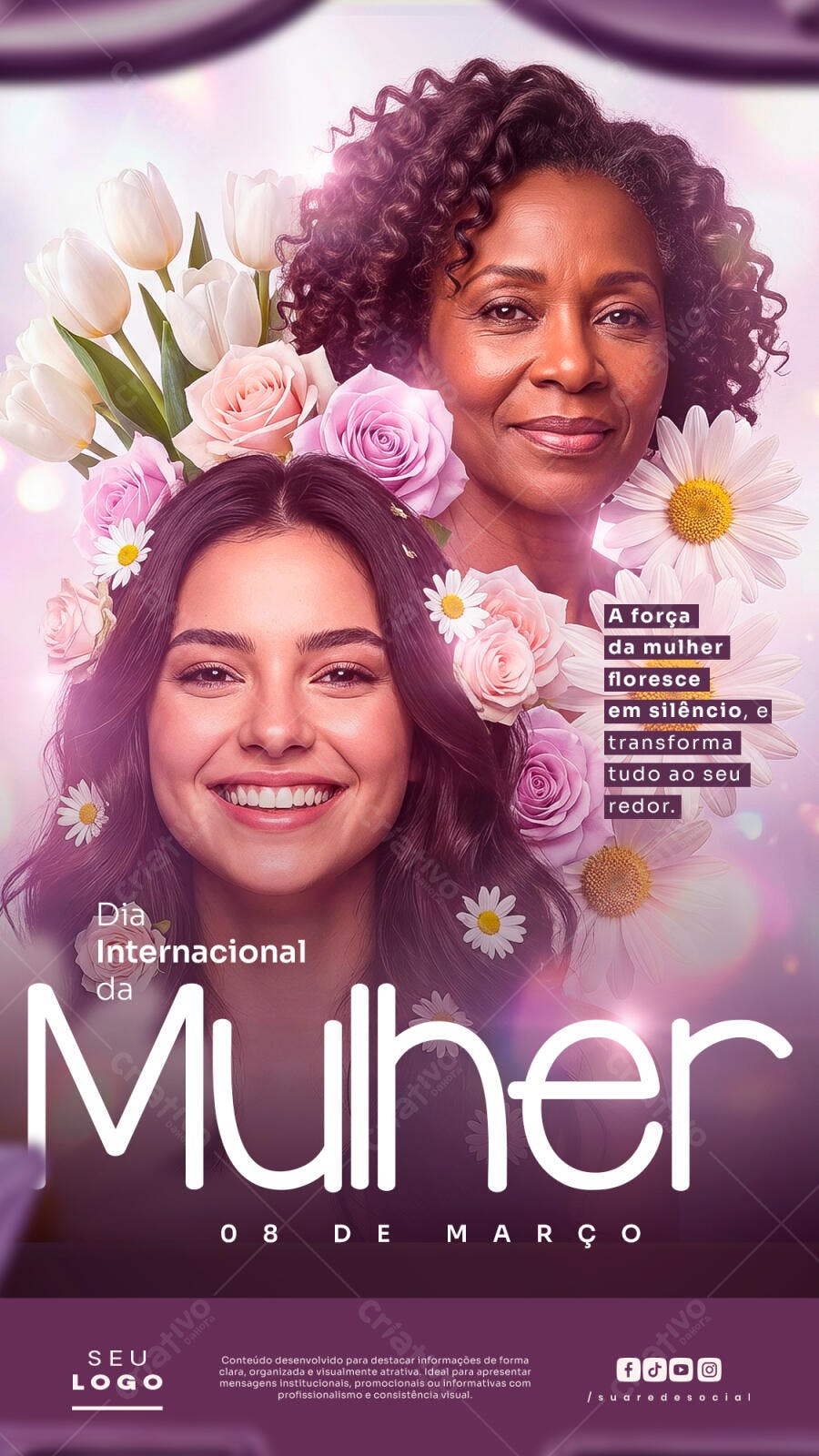 Story Dia Internacional da Mulher 8 de Março PSD Editável