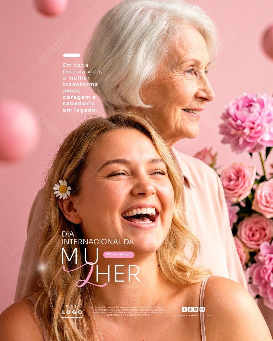 Post Instagram Dia Internacional da Mulher 8 de Março PSD Editável