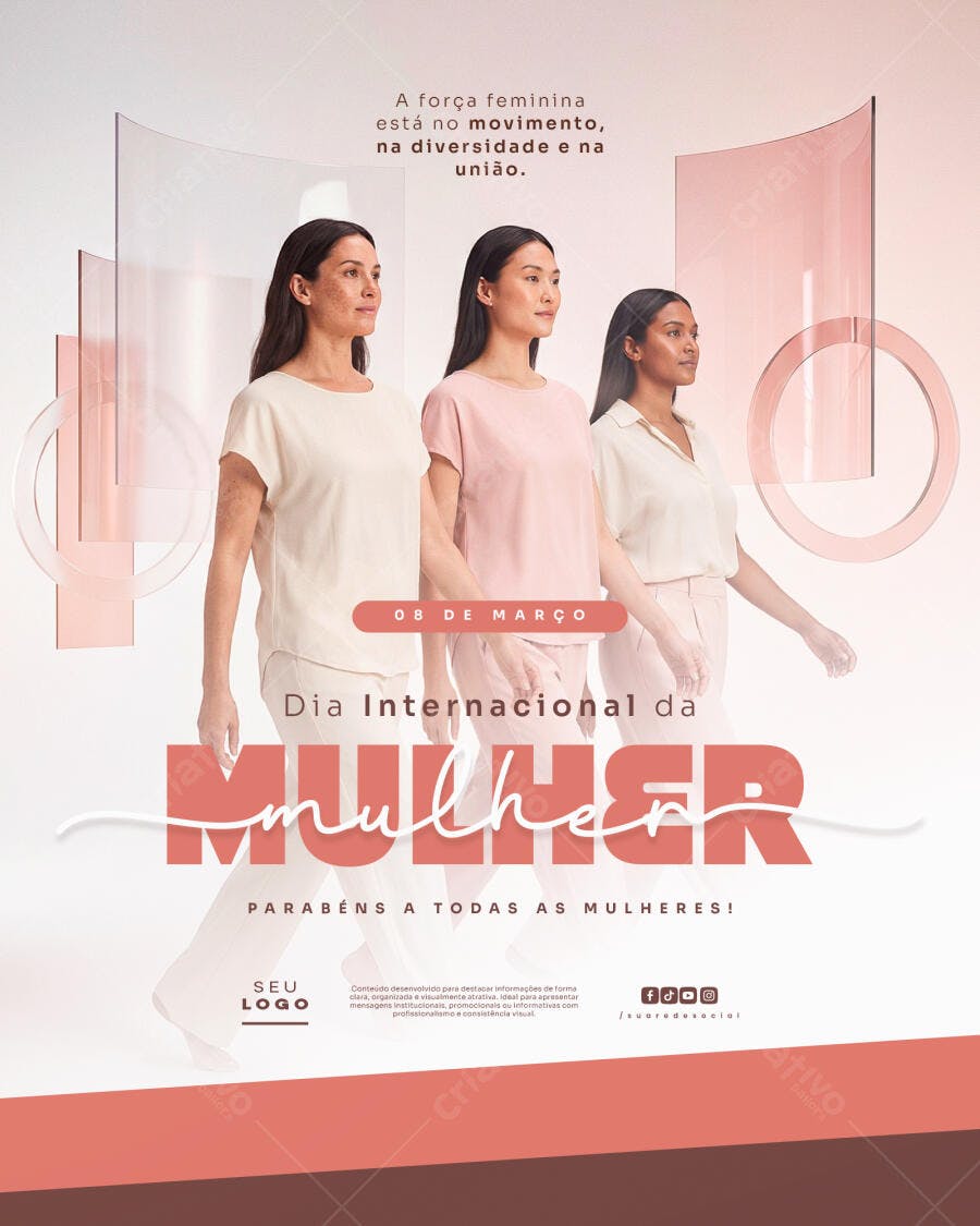 Post Instagram Dia da Mulher 8 de Março PSD Editável