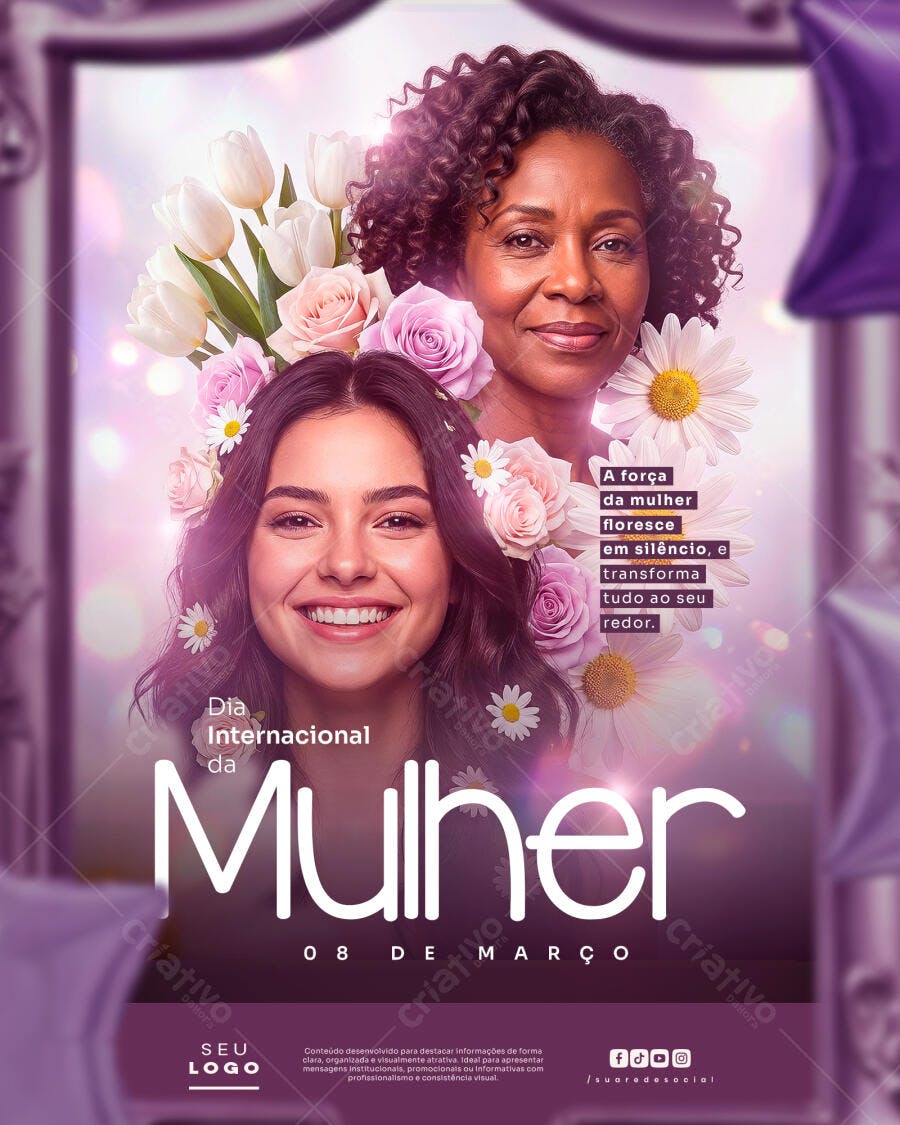 Post Instagram Dia da Mulher 8 de Março PSD Editável