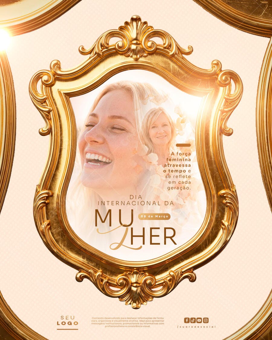 Post Instagram Dia Internacional da Mulher 8 de Março PSD Editável