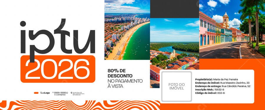 Flyer IPTU 2026 Imobiliária Desconto PSD Editável