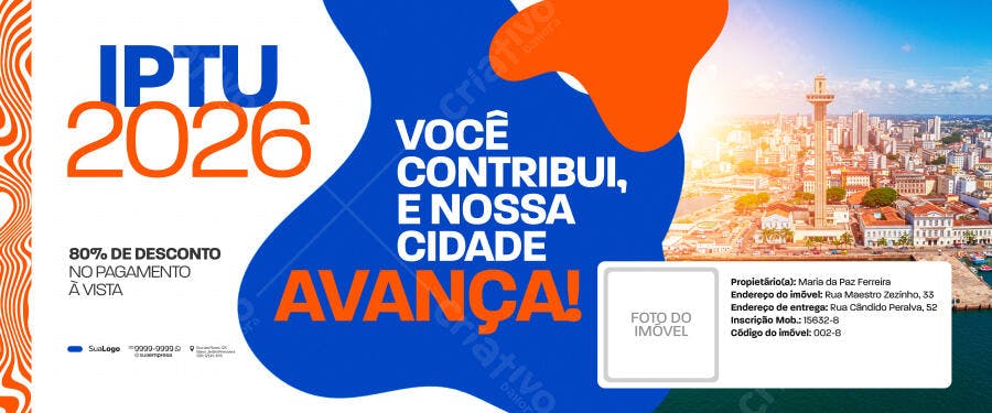 Banner IPTU 2026 Campanha Prefeitura PSD Editável