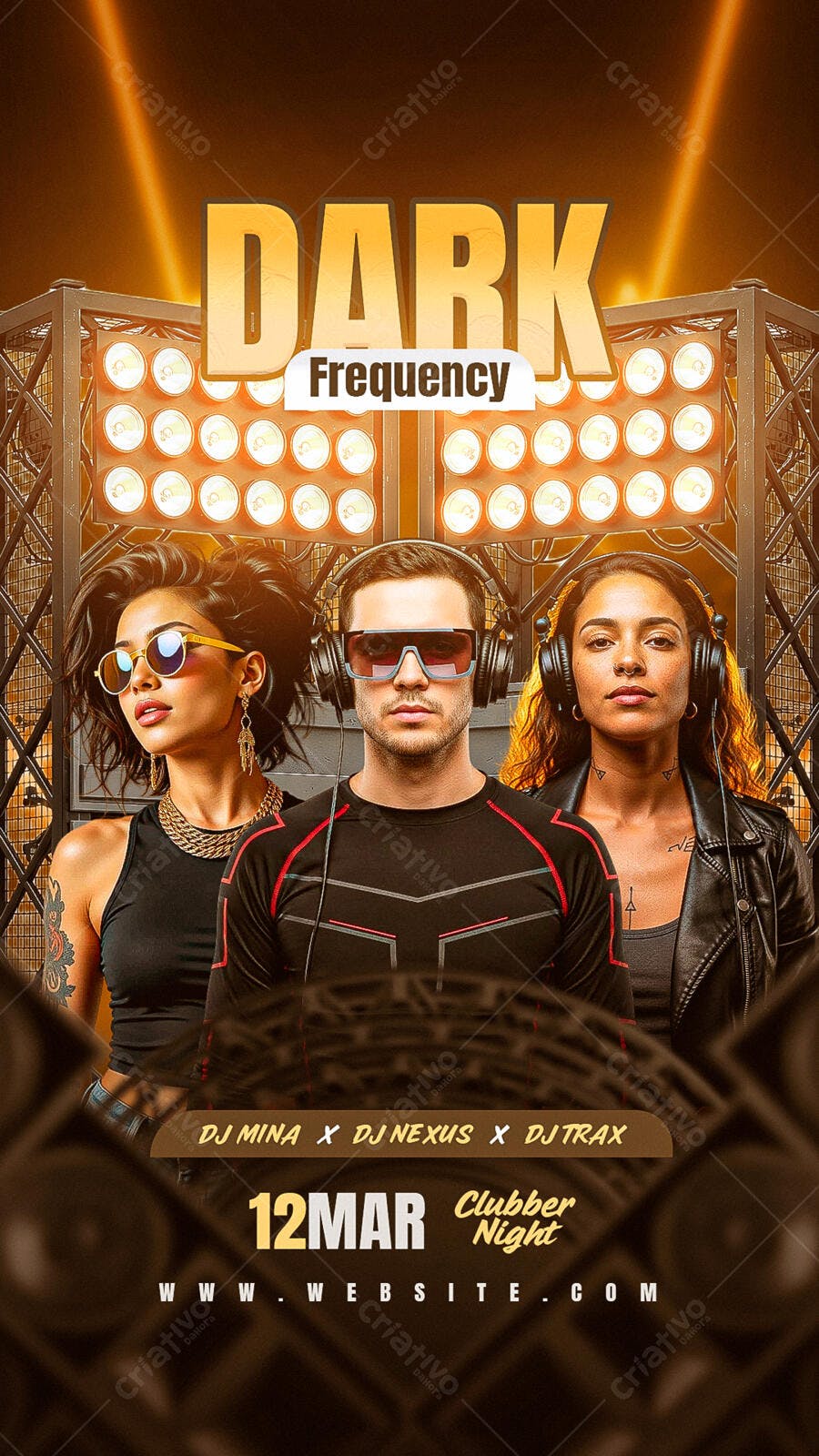 Story Instagram Festa Balada Dark Frequency PSD Editável
