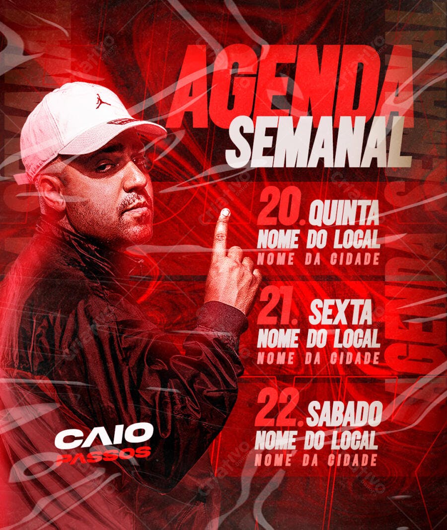 Post Agenda Semanal Eventos Balada PSD Editável