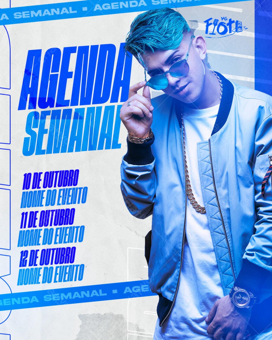 Post Instagram Agenda Semanal Eventos PSD Editável