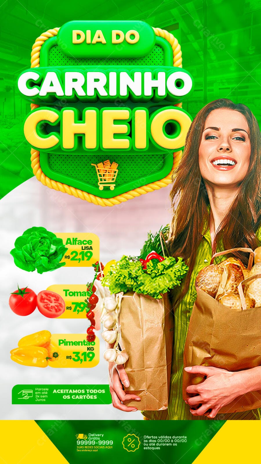 Flyer Dia do Carrinho Cheio Supermercado PSD Editável