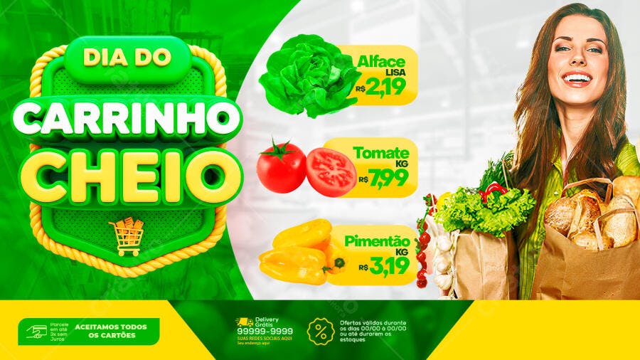 Banner Dia do Carrinho Cheio Supermercado PSD Editável